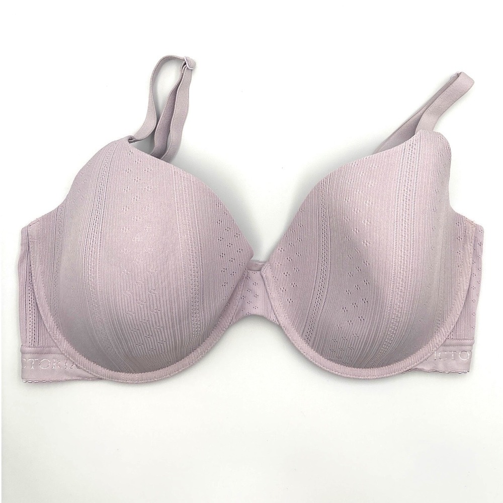 Victorias Secret Lavender Purple Pointelle T-Shirt Lightly Lined Demi Bra 36DD